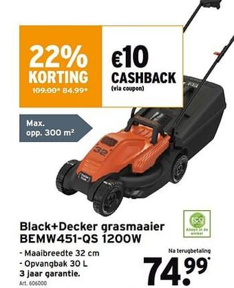 GAMMA Black+decker grasmaaier bemw451-qs aanbieding