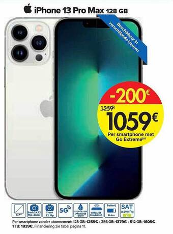 Carrefour Iphone 13 Pro Max 128 Gb aanbieding