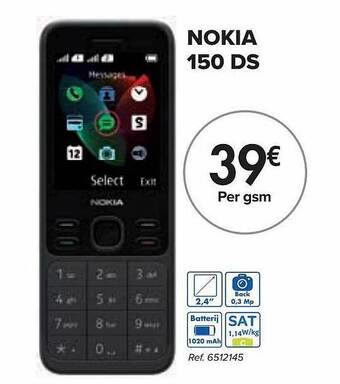 Carrefour Nokia 150 Ds aanbieding