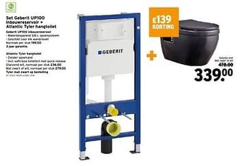 GAMMA Set geberit up100 inbouwreservoir + atlantic tyler hangtoilet aanbieding