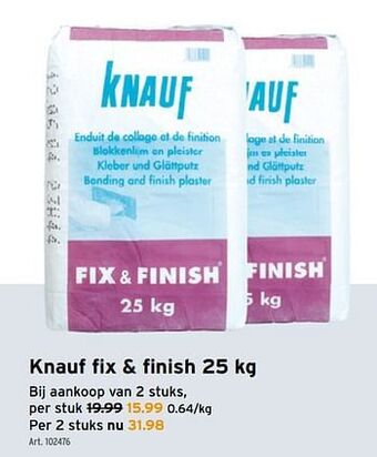 GAMMA Knauf fix + finish aanbieding