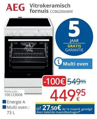 Aeg vitrokeramisch fornuis ccb6200abw