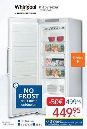 Eldi Whirlpool diepvriezer uw6f1cwb aanbieding