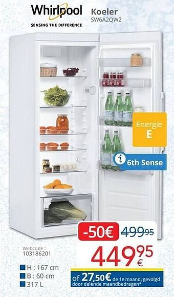 Eldi Whirlpool koeler sw6a2qw2 aanbieding