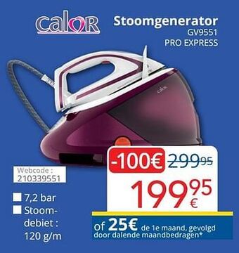 Eldi Calor stoomgenerator gv9551 pro express aanbieding