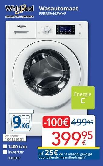 Eldi Whirlpool wasautomaat ffbbe9468wvf aanbieding