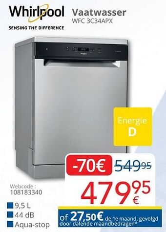 Eldi Whirlpool vaatwasser wfc 3c34apx aanbieding