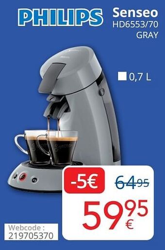 Eldi Philips senseo hd6553-70 gray aanbieding