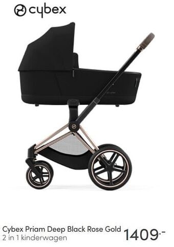 Baby & Tiener Cybex priam deep black rose gold 2 in 1 kinderwagen aanbieding