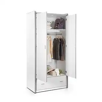 Leen Bakker Vipack kleerkast Bonny 2-deurs - wit - 202x96,5x60 cm - Leen Bakker aanbieding