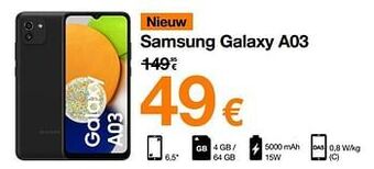 Orange Samsung galaxy a03 aanbieding