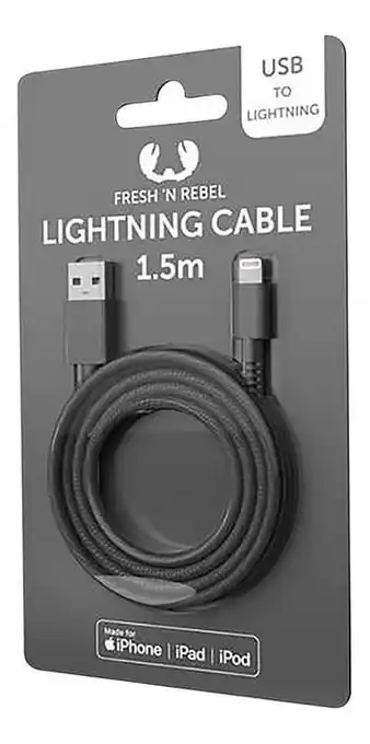 Fresh ’n Rebel kabel Lightning naar USB 1,50m Storm Grey