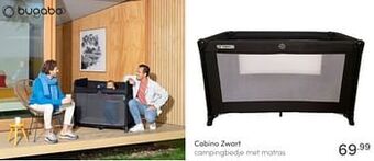 Baby & Tiener Cabino zwart campingbedje met matras aanbieding