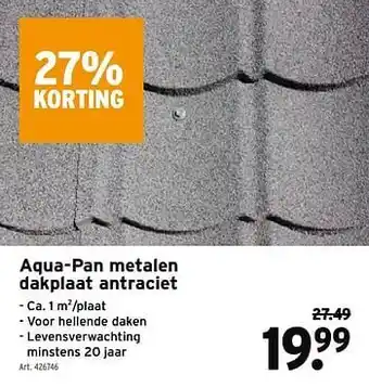 GAMMA Aquaplan metalen dakplaat antraciet aanbieding