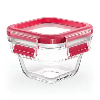Makro Emsa Vershouddoos Clip & Close vierkant 0,18 l transparant/rood aanbieding
