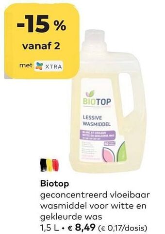 Biotop geconcentreerd vloeibaar wasmiddel voor witte en gekleurde was