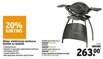 GAMMA Weber elektrische barbecue q1400 en q2400 aanbieding