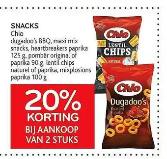 Snacks Chio Dugadoo's Bbq Of Lentil Chips Naturel
