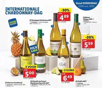 Lidl Cimarosa Chardonnay, Chevalier De Fauvert Chardonnay Pays D'oc Igp, Bourgogne Chardonnay Aop, Chablis Aop, Macon-villages Aop aanbieding
