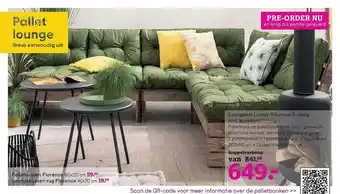 Leen Bakker Loungeset Lucca-vilanova 5-delig Incl. Kussens, Palletkussen Florence, Loungekussen Rug Florence aanbieding