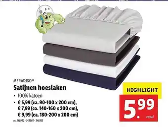 Lidl Meradiso Satijnen Hoeslaken aanbieding