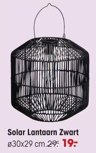 Kwantum Solar Lantaarn Zwart aanbieding