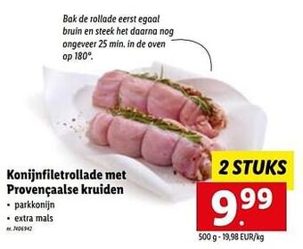 Lidl Konijnfiletrollade met provençaalse kruiden aanbieding