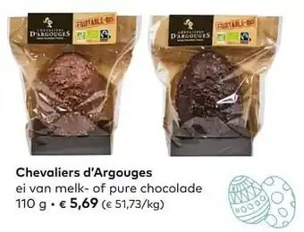 Bio Planet Chevaliers d`argouges ei van melk- of pure chocolade aanbieding