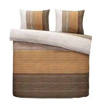 Leen Bakker Comfort dekbedovertrek Tibbe - okergeel - 200x200/220 cm - Leen Bakker aanbieding