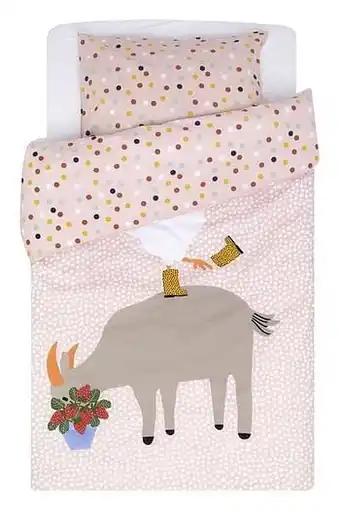 HEMA HEMA Peuterdekbedovertrek 120x150 Zacht Katoen Geit/kip aanbieding