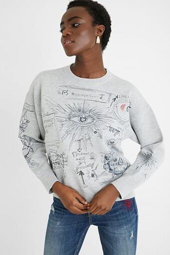 Desigual Fijngebreide trui met bolimania - BLACK - L aanbieding