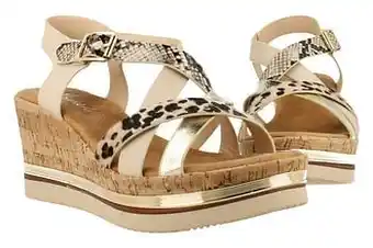Berca Shoes Florence Design Sandaal Op Sleehak Dames Trend Dierenprint - Beige aanbieding