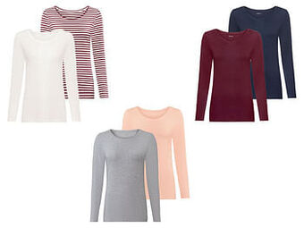 Lidl ESMARA® Set van 2 shirts met lange mouwen van een katoenmix aanbieding