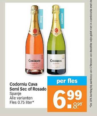 Albert Heijn Codorníu Cava Semi Sec Of Rosado aanbieding