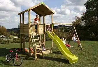 Dreamland Fox play schommel met speeltoren Sacramento met gele glijbaan aanbieding