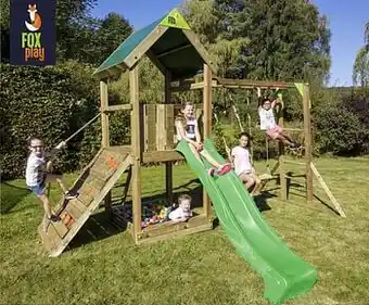 Dreamland Fox play schommel Riverside Monkey Bar Adventure met limegroene glijbaan aanbieding