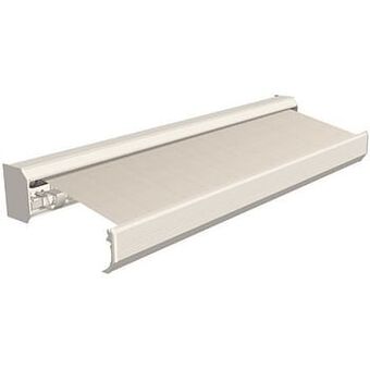 Brico Domasol zonnetent elektrisch met afstandsbediening ’Factor 30-A’ bruin/wit smalle strepen 550 x 300 cm aanbieding