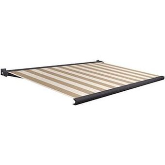 Brico Domasol zonnetent elektrisch met afstandsbediening ’Factor 20-A’ bruin/witte strepen 300 x 250 cm aanbieding
