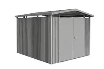 Brico Biohort tuinhuis Panorama P5 kwartsgrijs metallic dubbele deur 273x318cm aanbieding