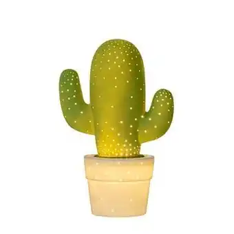 Leen Bakker Lucide tafellamp Cactus - groen - 20 cm - Leen Bakker aanbieding