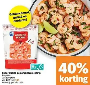 Albert Heijn Super choice geblancheerde scampi aanbieding