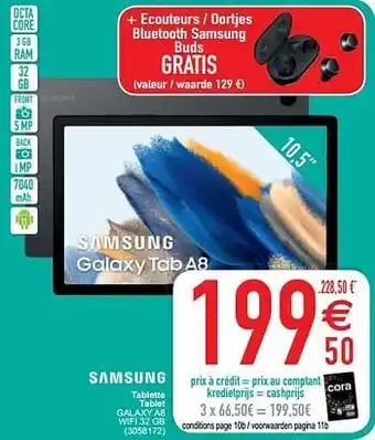 Cora Samsung tablette tablet galaxy a8 wifi 32 gb aanbieding