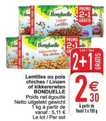 Cora Lentilles ou pois chiches - linzen of kikkererwten bonduelle aanbieding