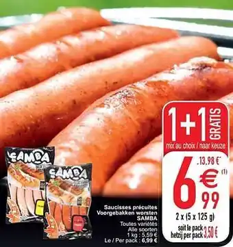 Cora Saucisses précuites voorgebakken worsten samba aanbieding