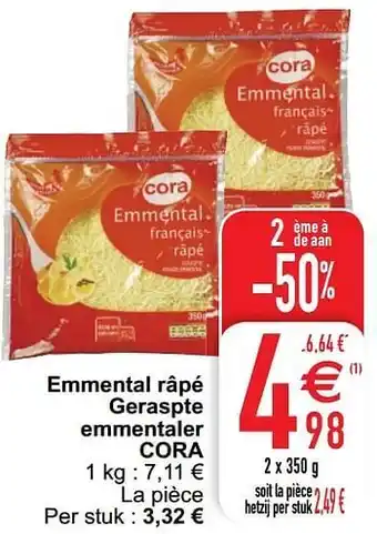 Cora Emmental râpé geraspte emmentaler cora aanbieding