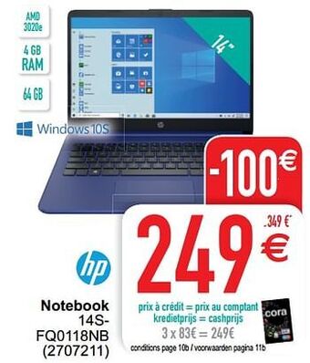 Cora Hp notebook 14sfq0118nb aanbieding