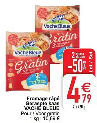 Cora Fromage râpé geraspte kaas vache bleue aanbieding