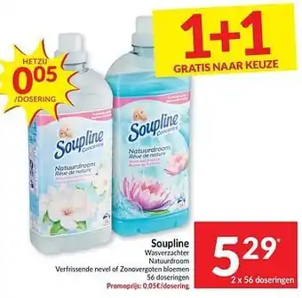Intermarché Soupline wasverzachter natuurdroom verfrissende nevel of zonovergoten bloemen aanbieding