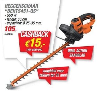 Hubo Black + decker heggenschaar behts451-qs aanbieding