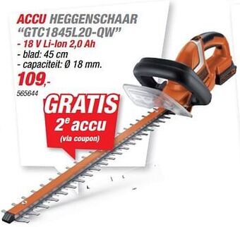 Hubo Black + decker accu heggenschaar gtc1845l20-qw aanbieding